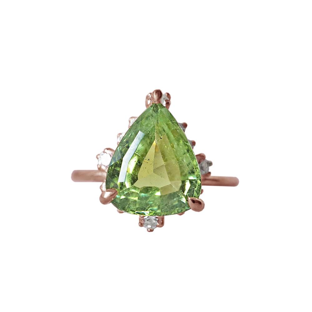 One Of A Kind: 14K Flora Green Tourmaline Diamond Ring - Tippy Taste Jewelry