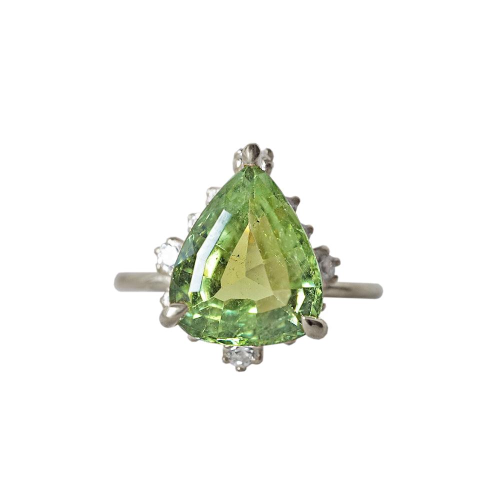 One Of A Kind: 14K Flora Green Tourmaline Diamond Ring - Tippy Taste Jewelry