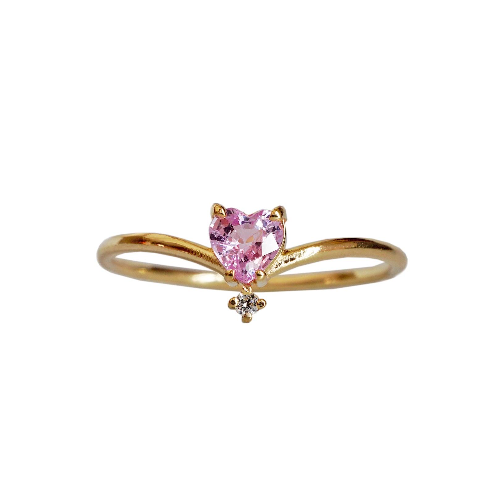 Pink Sapphire Multi Heart Ring