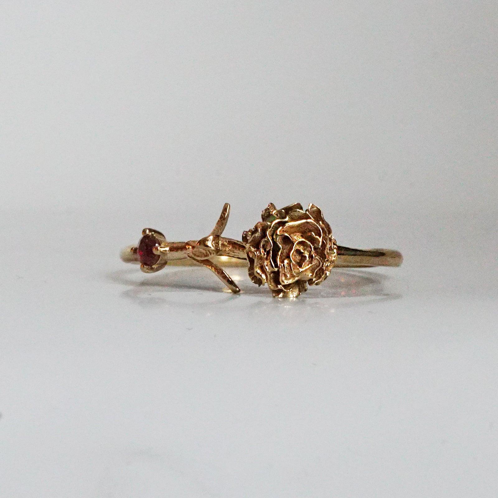 14K January Carnation Birth Flower Ring - Tippy Taste Jewelry