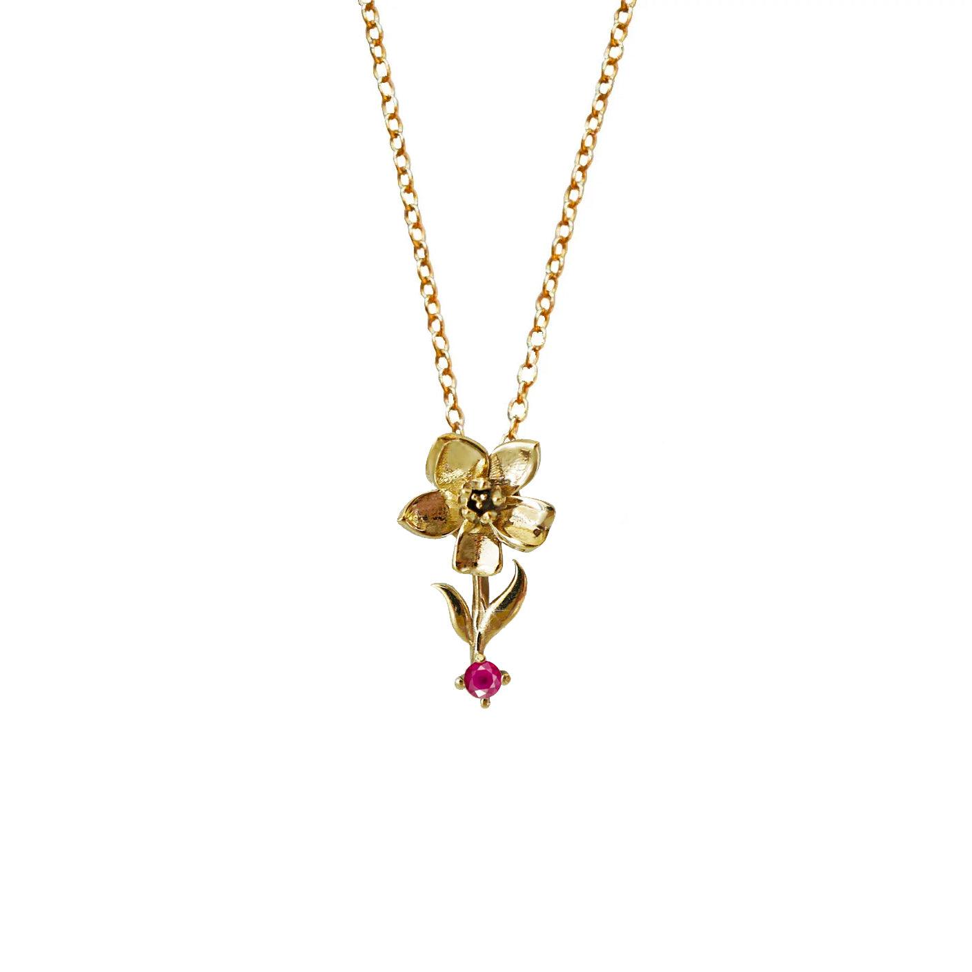 14K July Water Lily Birth Flower Necklace - Tippy Taste Jewelry