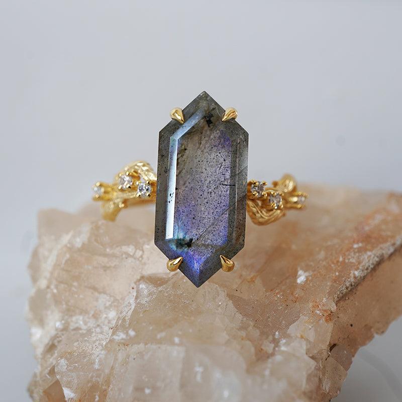 Moody Labradorite Ring in 14K and 18K Gold - Tippy Taste Jewelry