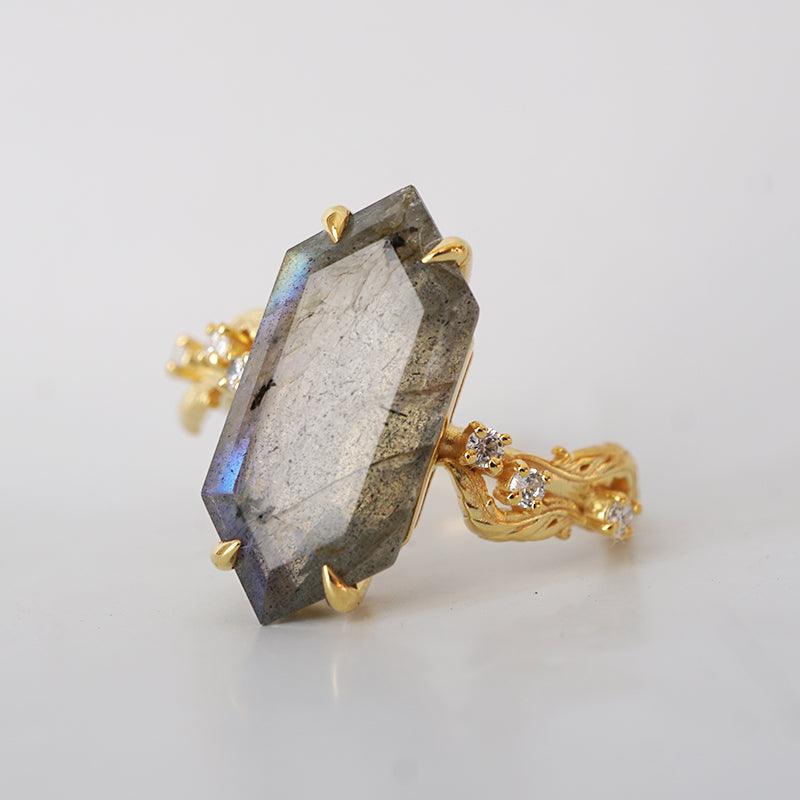 Moody Labradorite Ring in 14K and 18K Gold - Tippy Taste Jewelry