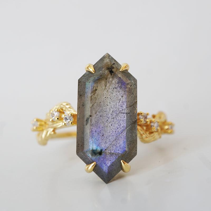 Moody Labradorite Ring in 14K and 18K Gold - Tippy Taste Jewelry