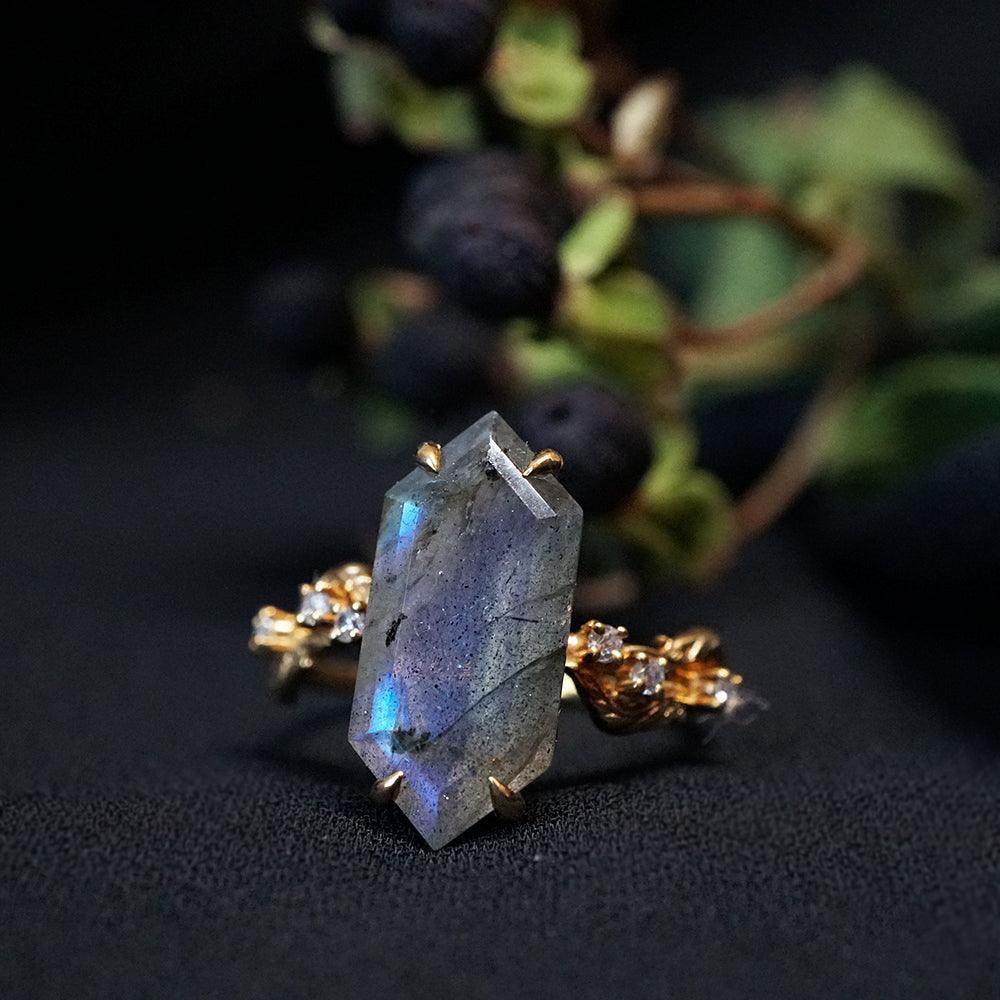 Moody Labradorite Ring in 14K and 18K Gold - Tippy Taste Jewelry