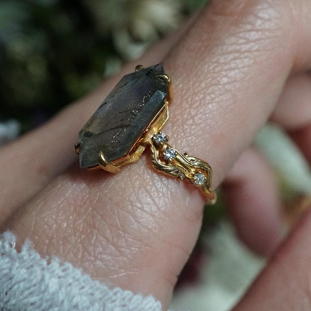 Moody Labradorite Ring in 14K and 18K Gold - Tippy Taste Jewelry