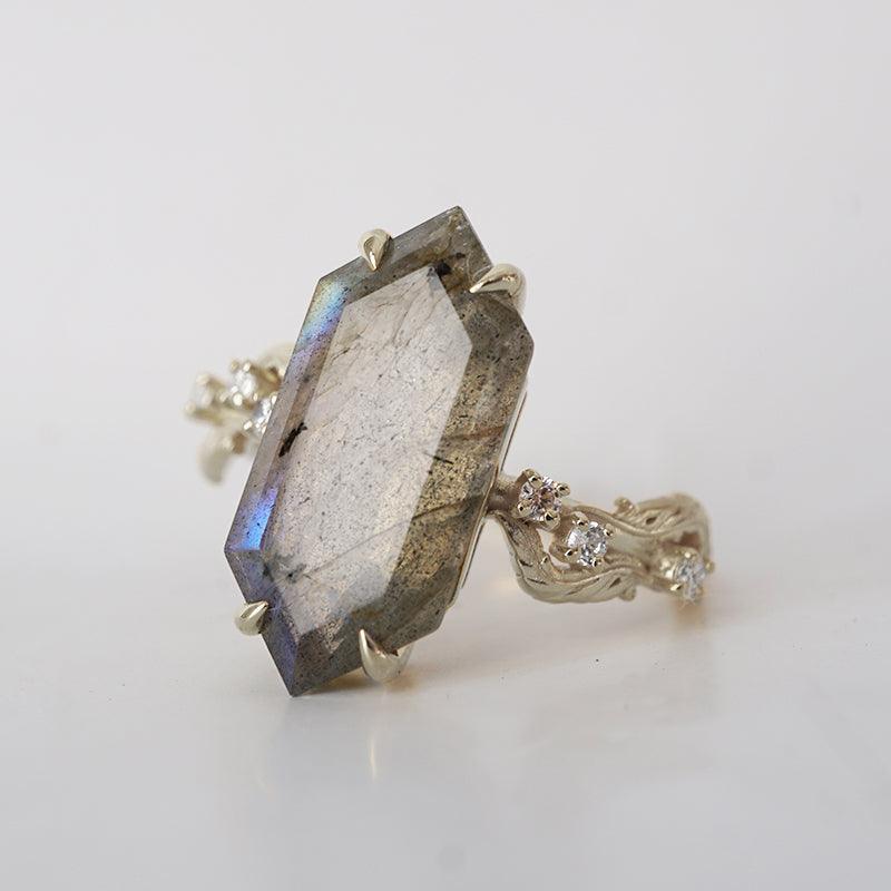 hexagon labradorite ring