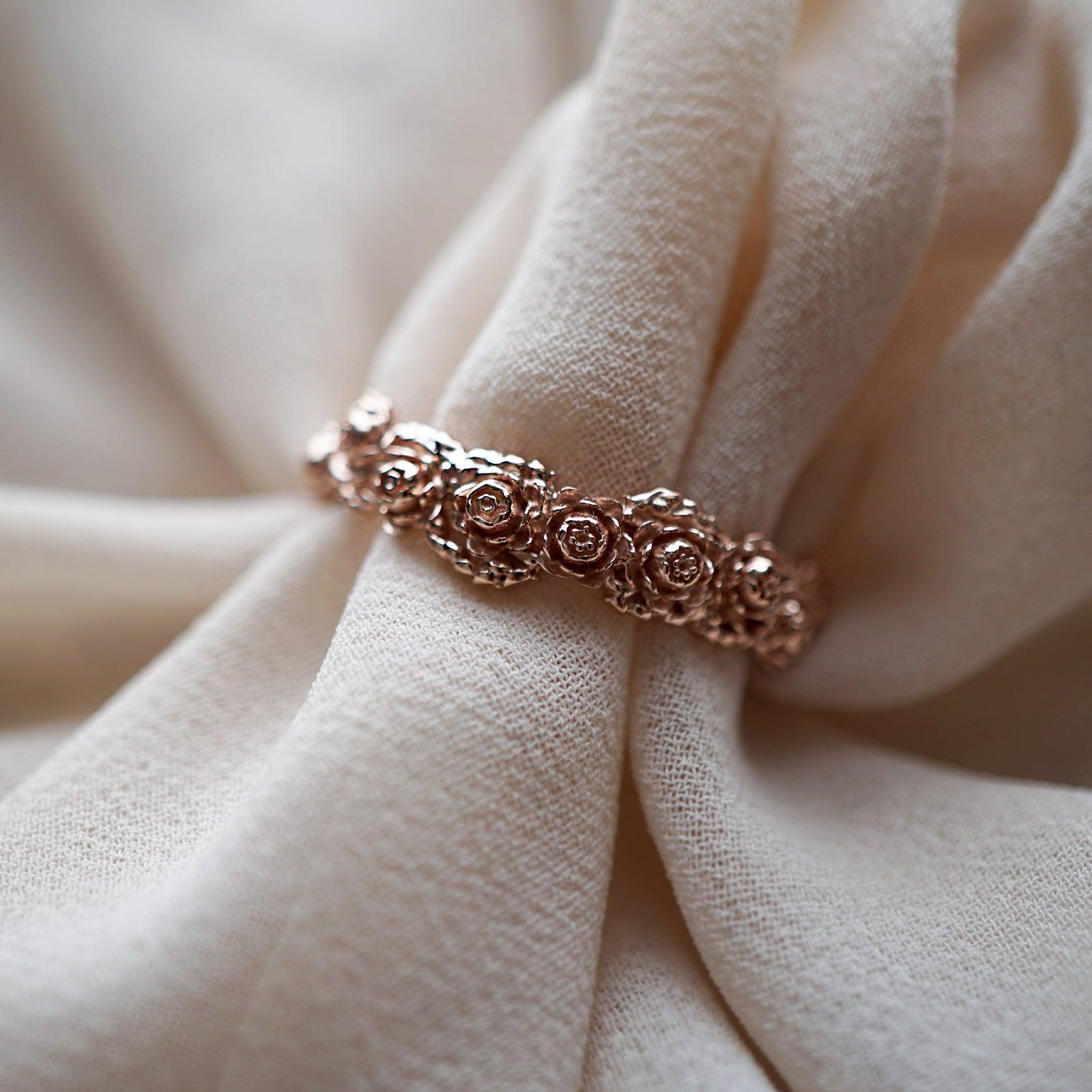 lotus flower ring in rose gold