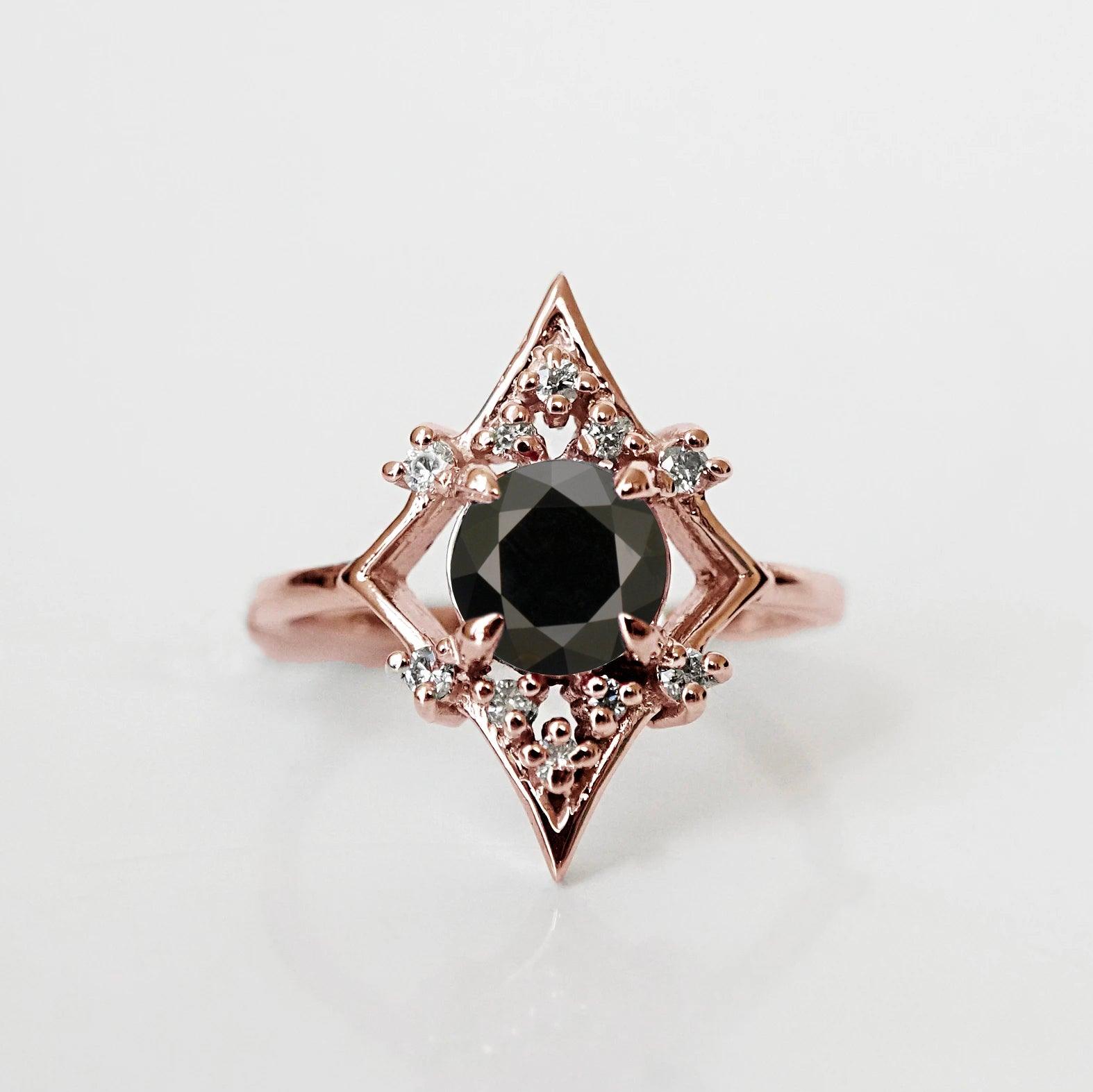 Lovers Shield Black Diamond Ring in 14K and 18K Gold - Tippy Taste Jewelry