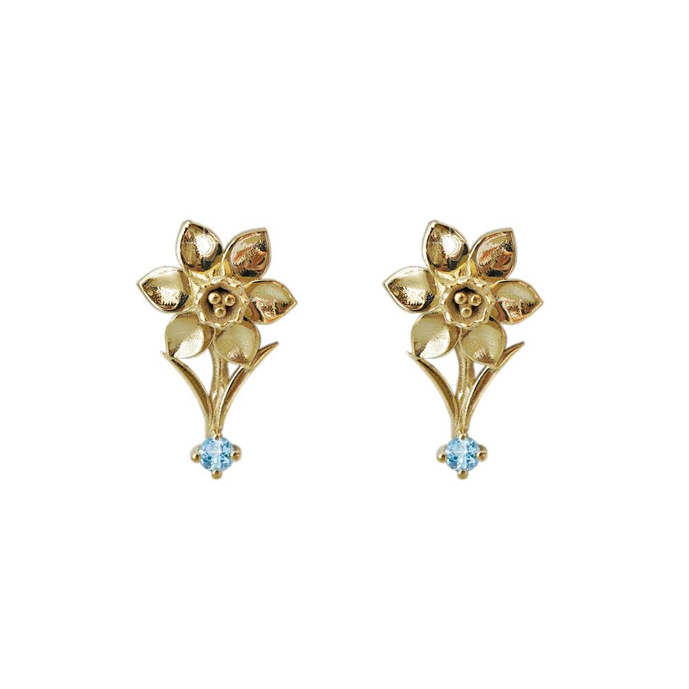 14K March Daffodil Birth Flower Earrings - Tippy Taste Jewelry