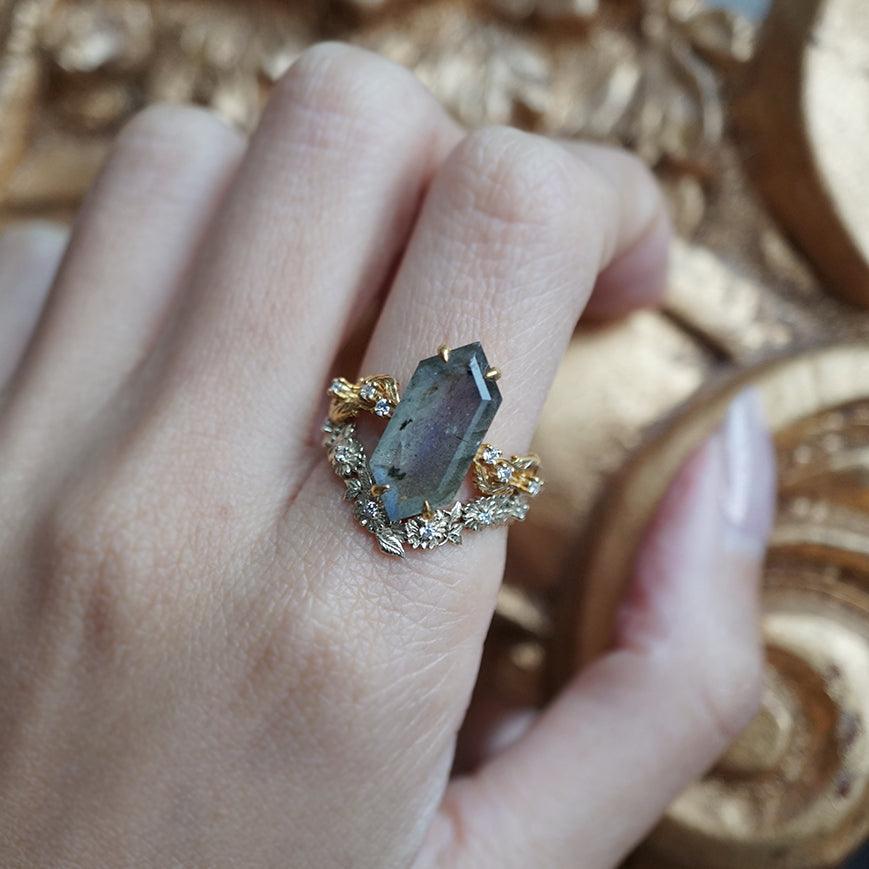 Moody Labradorite Ring in 14K and 18K Gold - Tippy Taste Jewelry