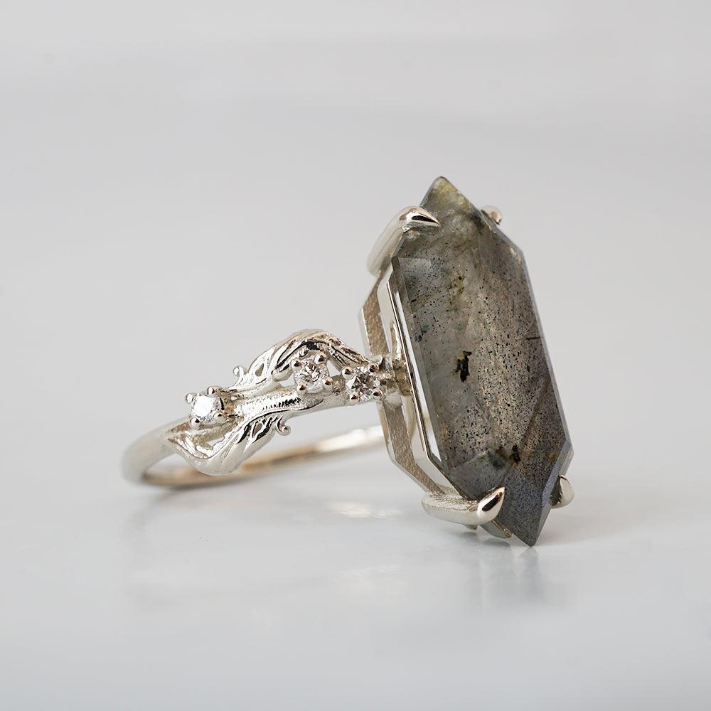 hexagon labradorite ring