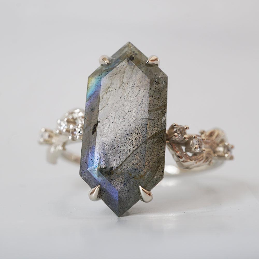 hexagon labradorite ring