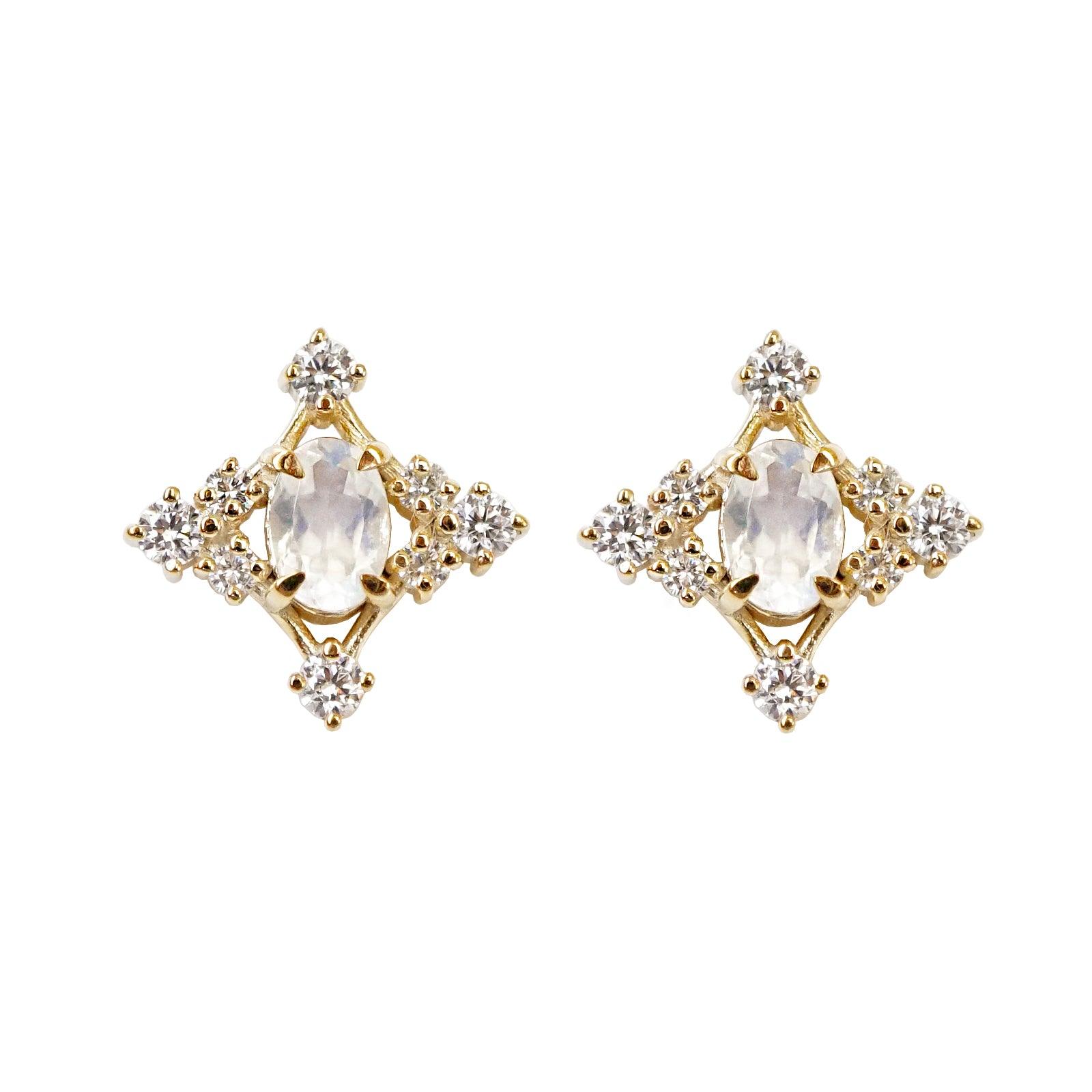 14K Moonstone Palace Studs - Tippy Taste Jewelry