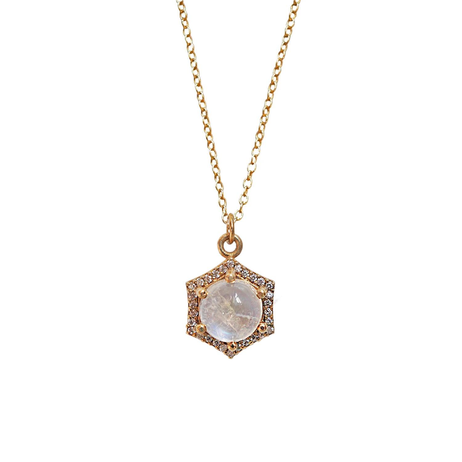 Moonstone Hexagon Interstellar Necklace - Tippy Taste Jewelry