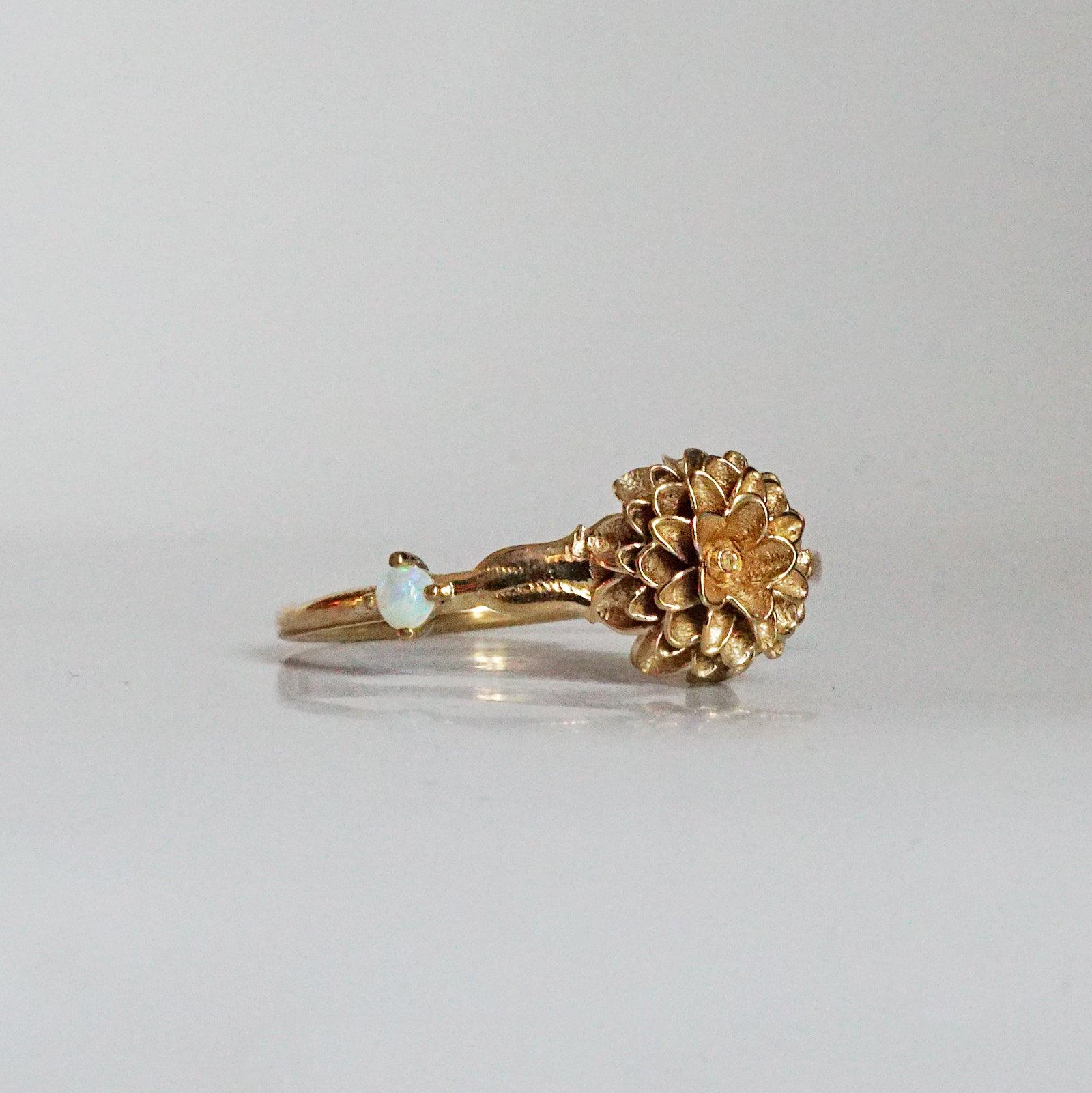 14K October Marigold Birth Flower Ring