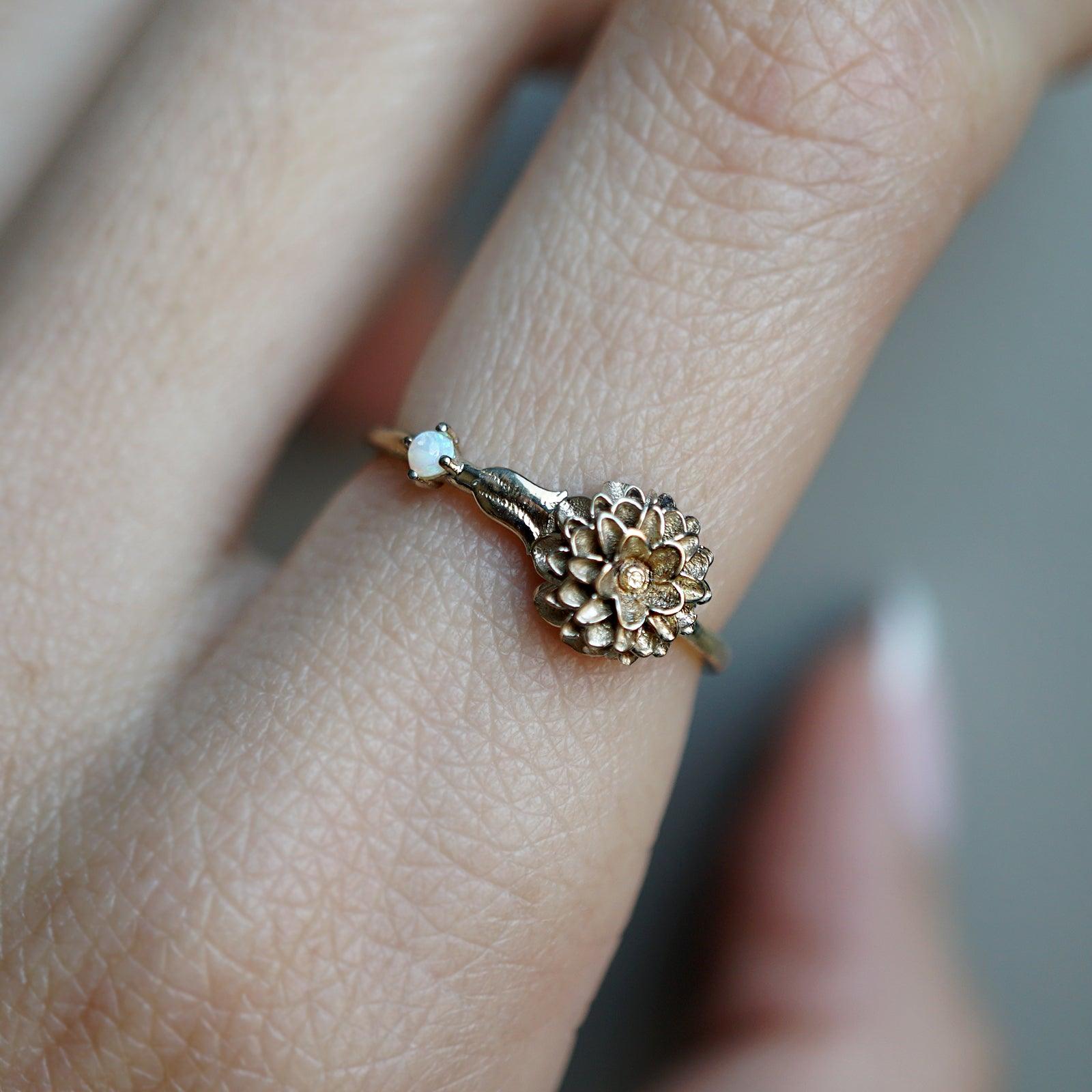 14K October Marigold Birth Flower Ring