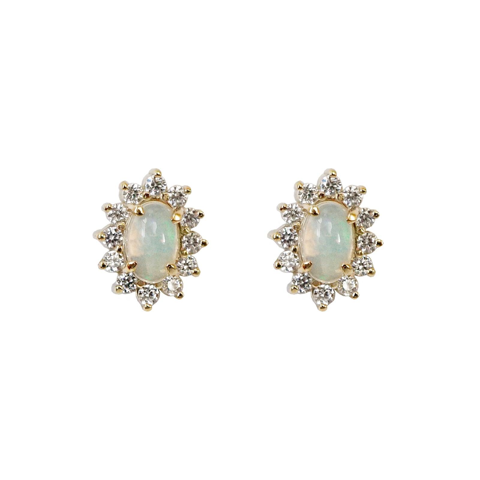 14K Opal Flowerburst Studs - Tippy Taste Jewelry