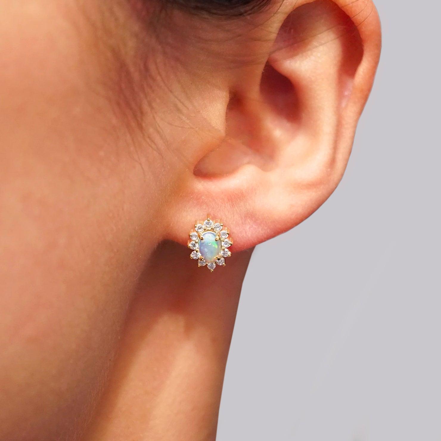 14K Opal Flowerburst Studs - Tippy Taste Jewelry