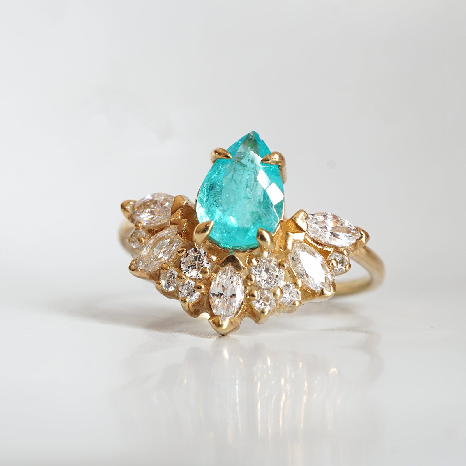 One Of A Kind: Brazilian Paraiba Tourmaline Parisian Diamond Ring - Tippy Taste Jewelry