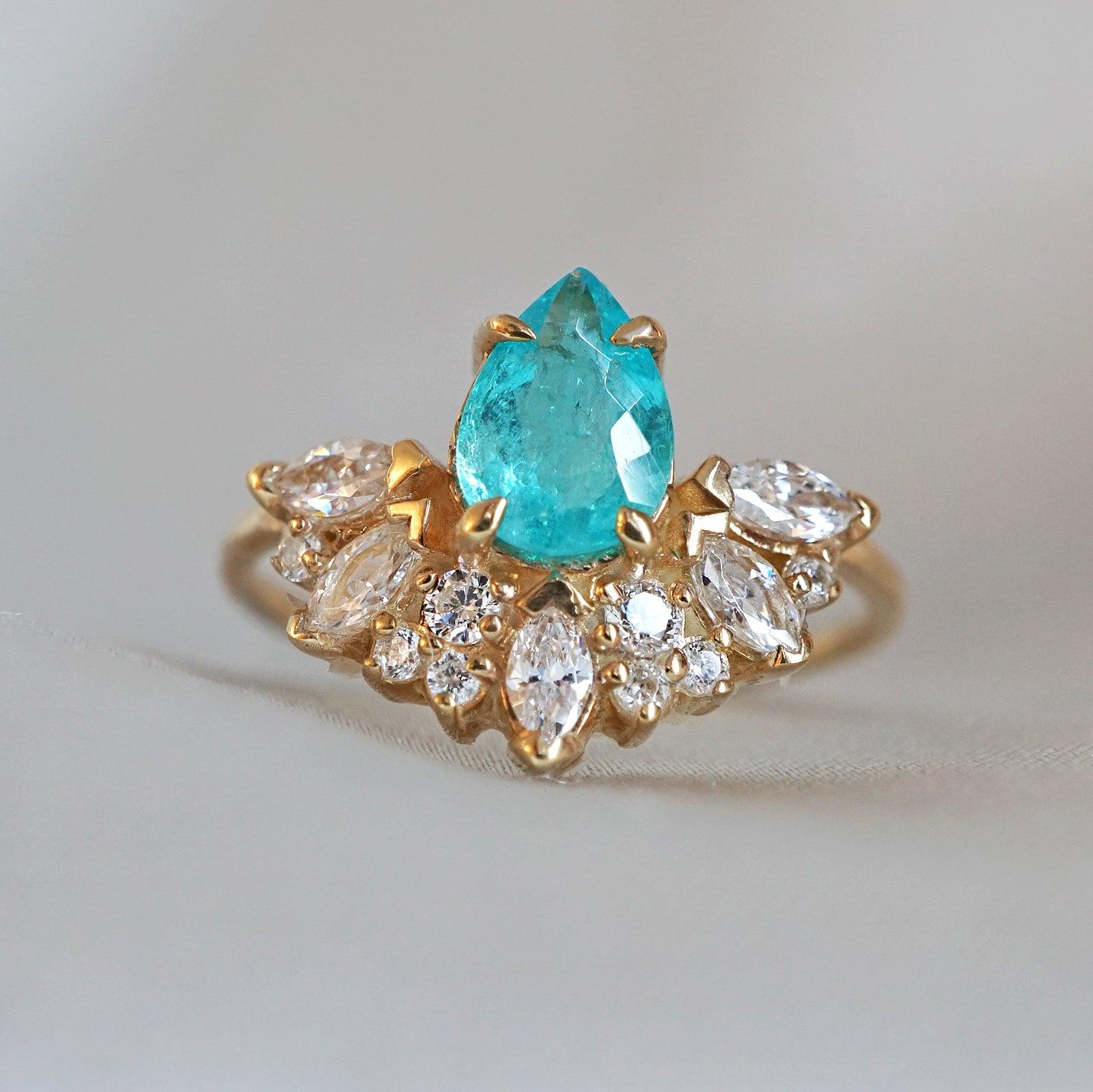 One Of A Kind: Brazilian Paraiba Tourmaline Parisian Diamond Ring - Tippy Taste Jewelry