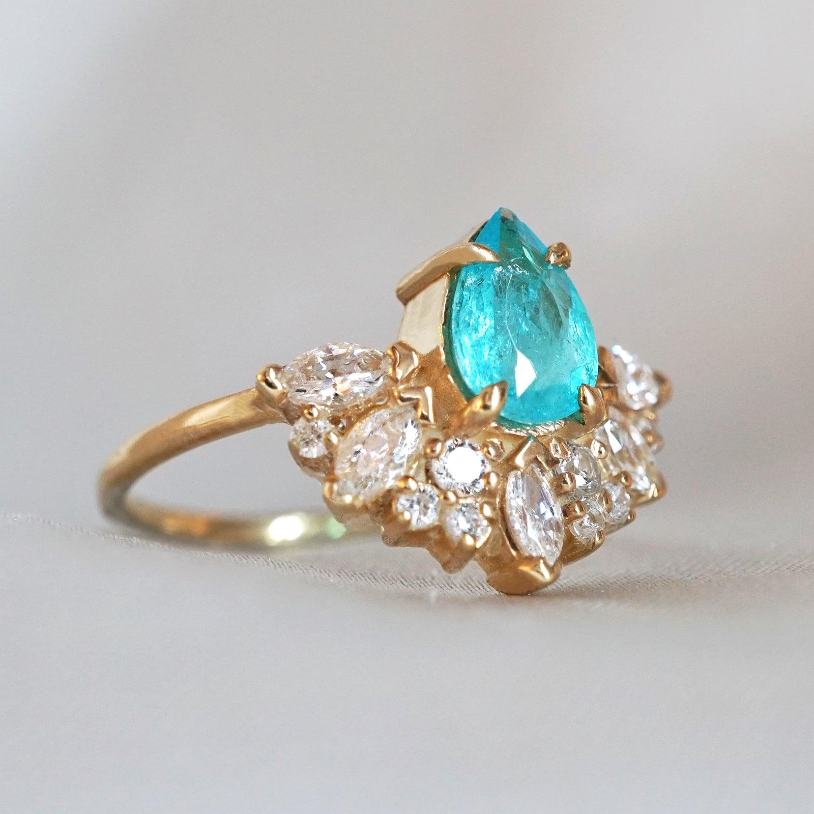 One Of A Kind: Brazilian Paraiba Tourmaline Parisian Diamond Ring - Tippy Taste Jewelry