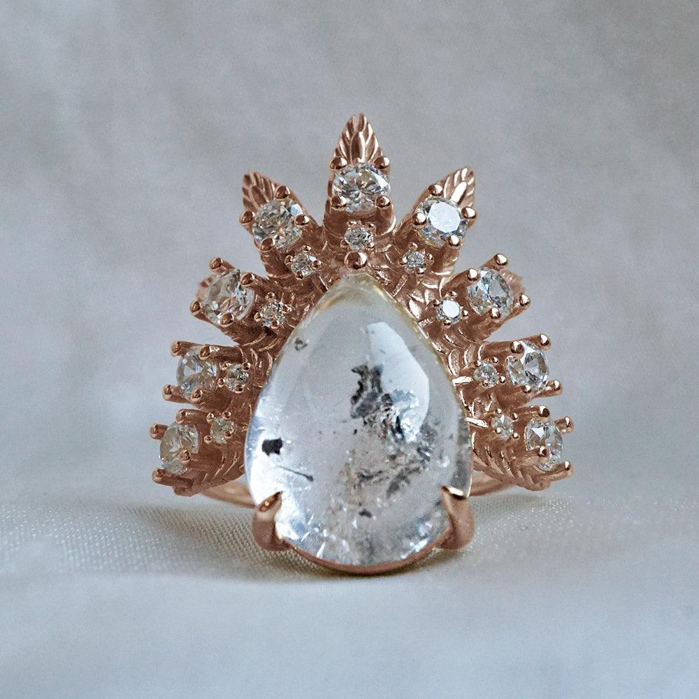 Athena Dendrite Agate Diamond Ring - Tippy Taste Jewelry