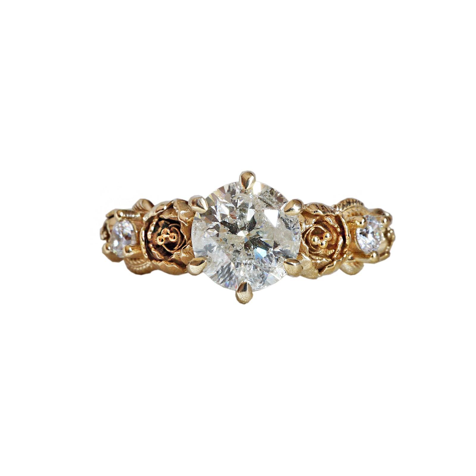 Sinatra Peonies Icy Salt & Pepper Diamond Ring, 1ct - Tippy Taste Jewelry