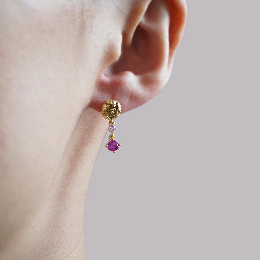 14K Peonies Pink Sapphire Earrings - Tippy Taste Jewelry