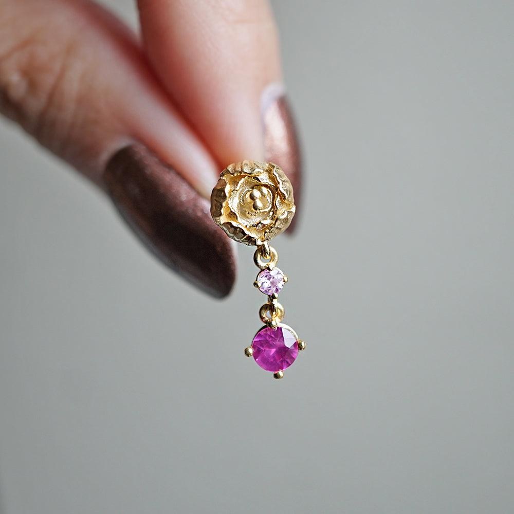 14K Peonies Pink Sapphire Earrings - Tippy Taste Jewelry