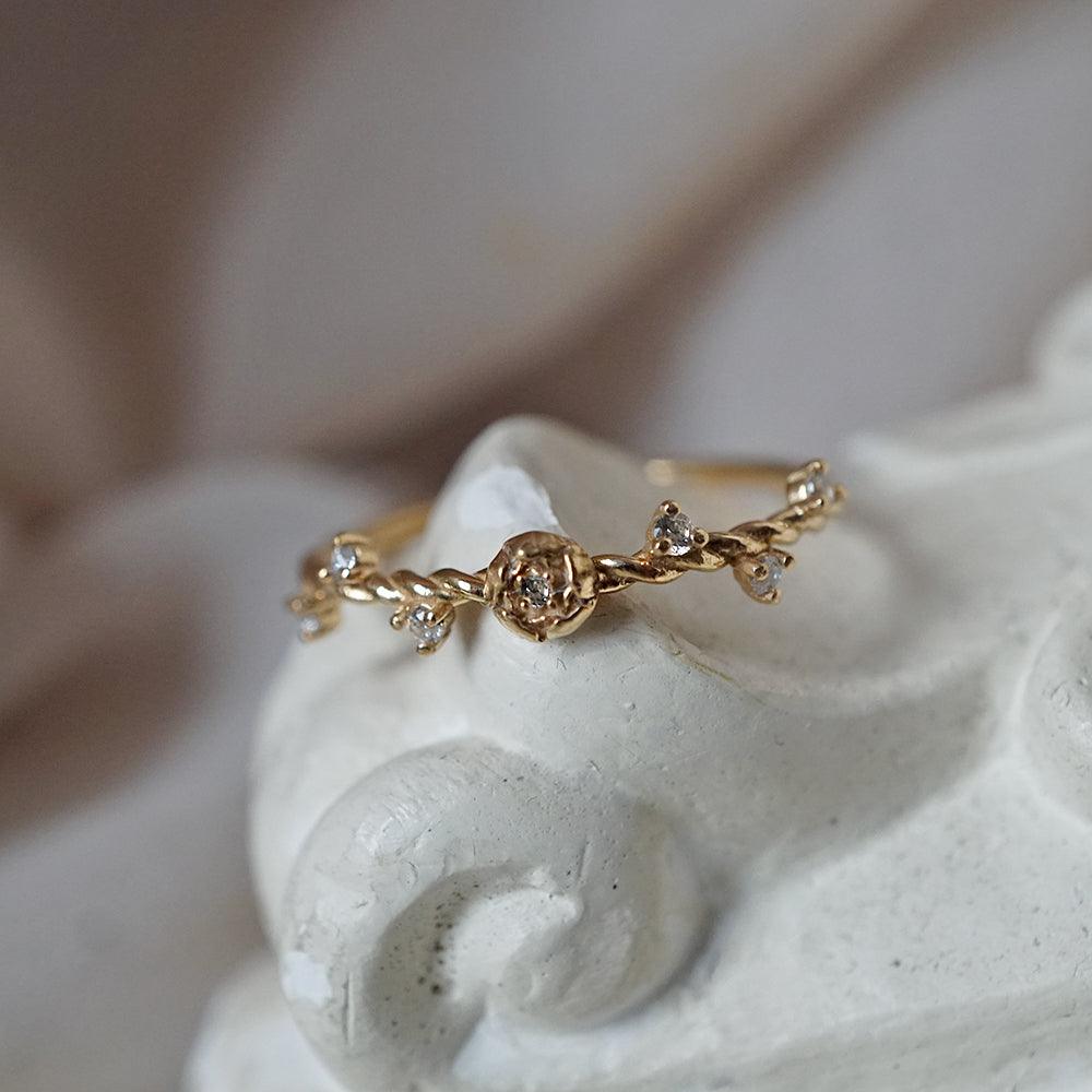 14K Mini Peony Twisted Ring - Tippy Taste Jewelry