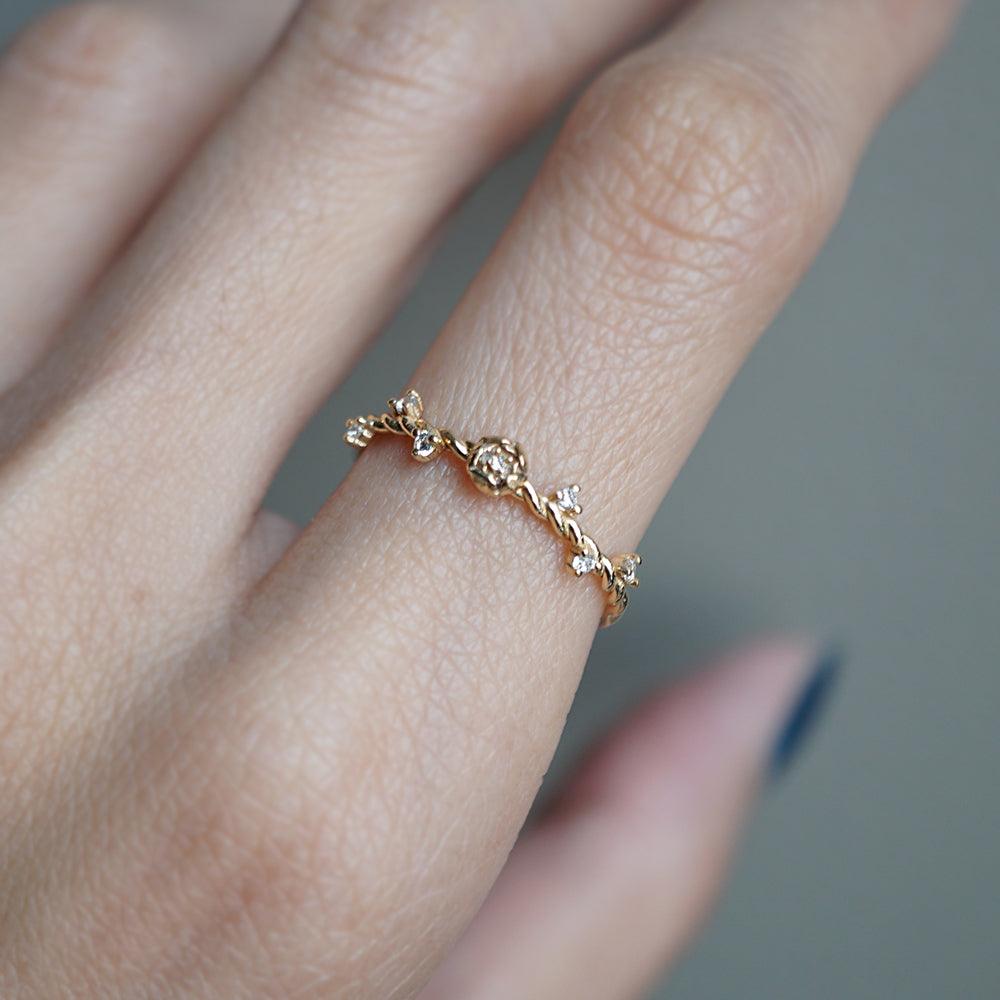 14K Mini Peony Twisted Ring - Tippy Taste Jewelry