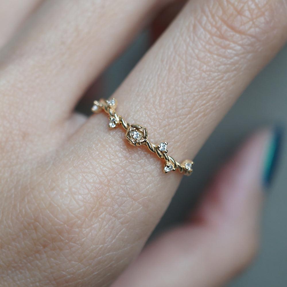 14K Mini Peony Twisted Ring - Tippy Taste Jewelry