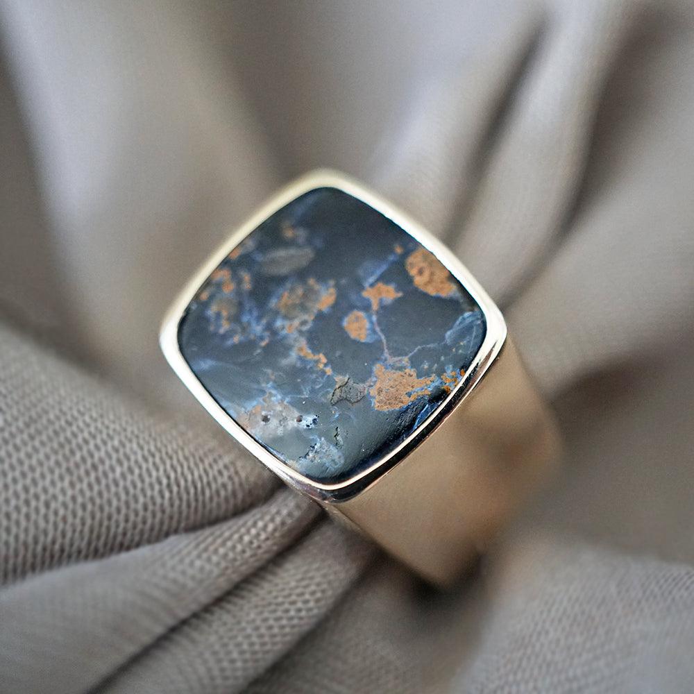 Pietersite Gold and Blue with sheen in 925 top Sterling Silver. Hand Made.