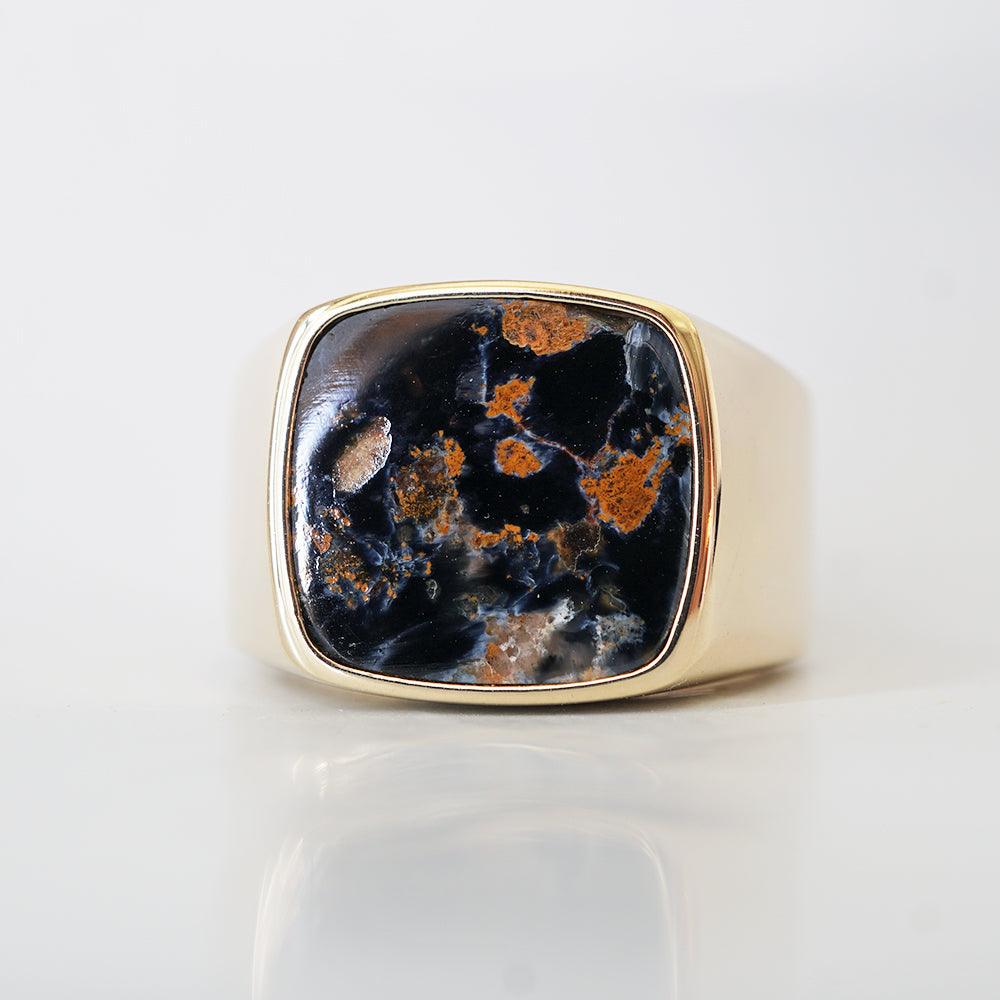 Pietersite Signet Ring in Sterling Silver and 14K Gold - Tippy Taste Jewelry