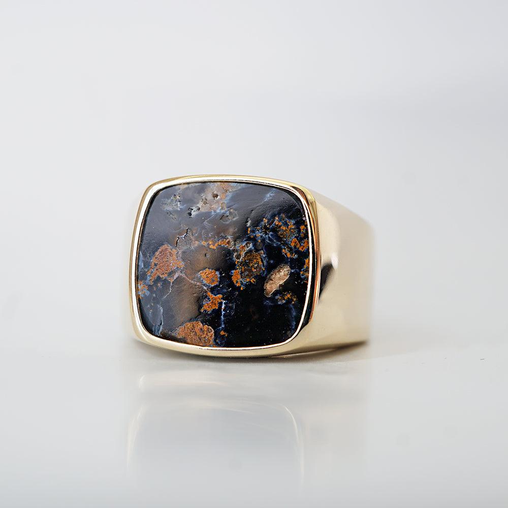 Pietersite Signet Ring in Sterling Silver and 14K Gold – Tippy