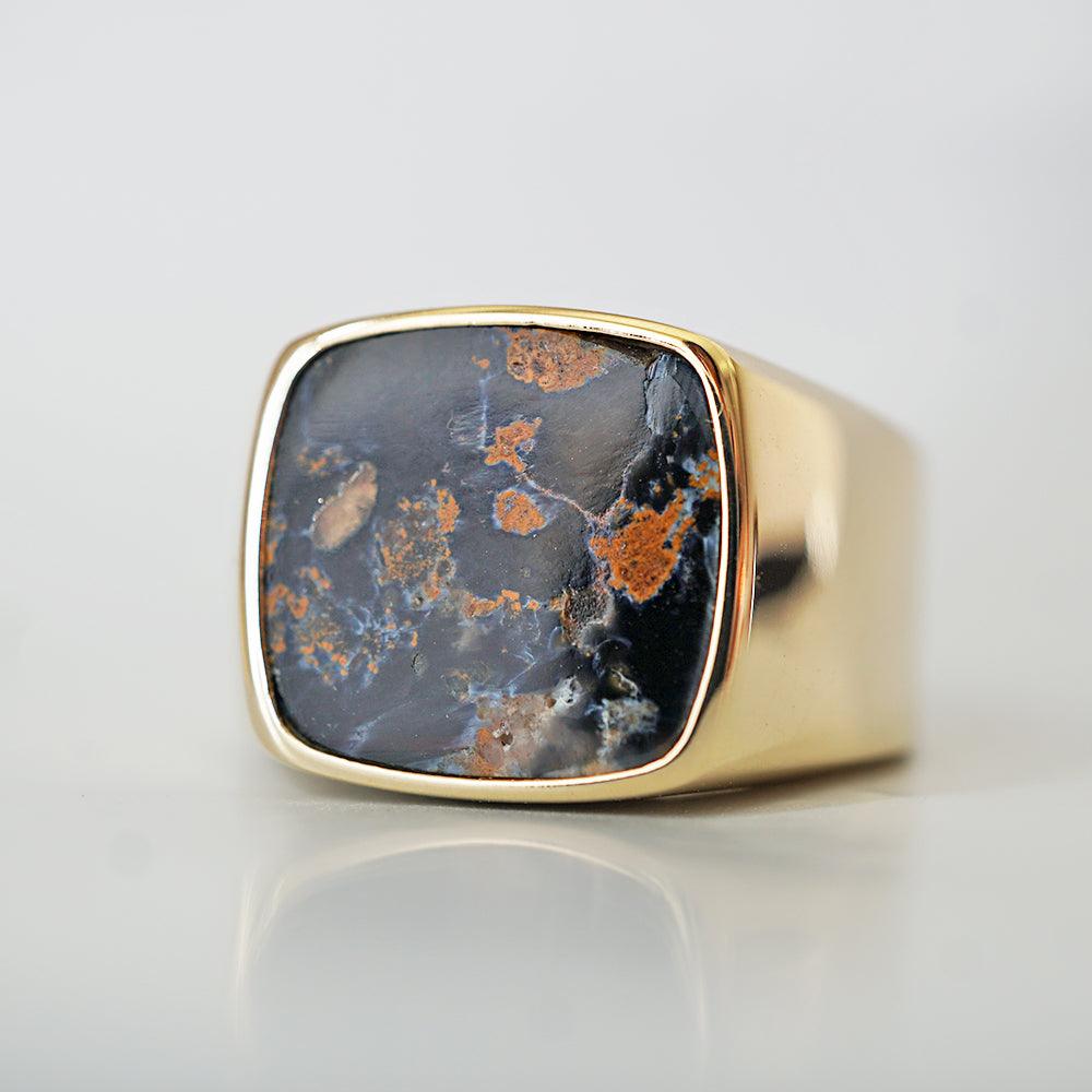 Pietersite Signet Ring in Sterling Silver and 14K Gold - Tippy Taste Jewelry