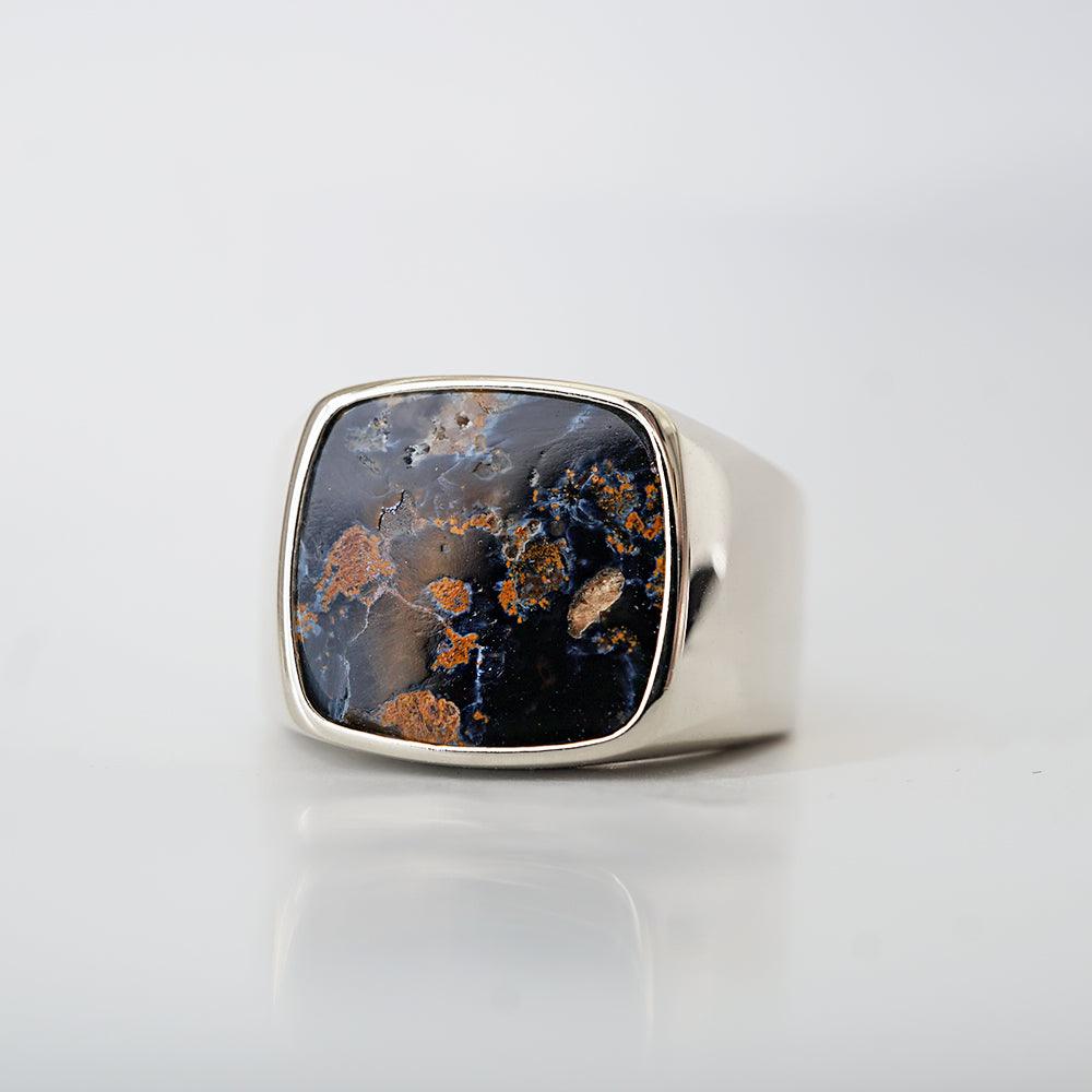 Pietersite Signet Ring in Sterling Silver and 14K Gold - Tippy Taste Jewelry