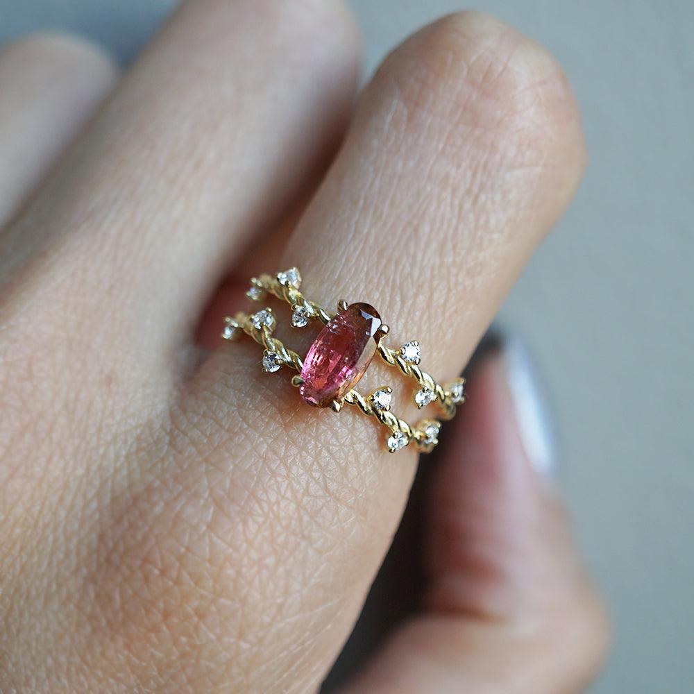 One Of A Kind: 14K Watermelon Tourmaline Candy Ring - Tippy Taste Jewelry