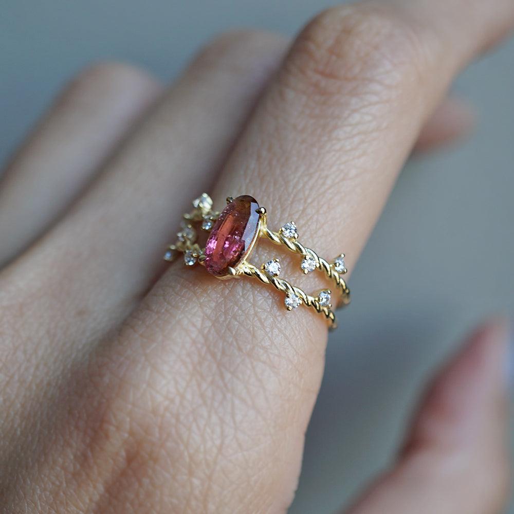 One Of A Kind: 14K Watermelon Tourmaline Candy Ring - Tippy Taste Jewelry