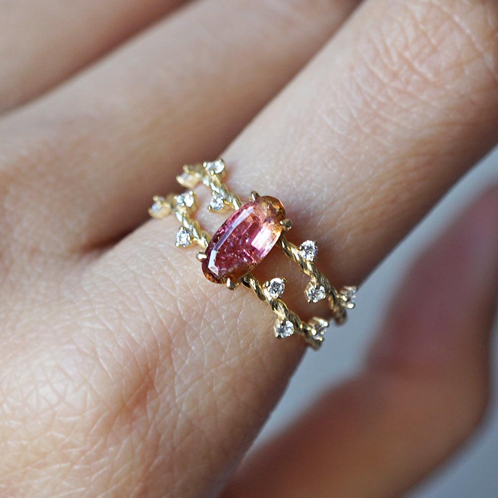 One Of A Kind: 14K Watermelon Tourmaline Candy Ring - Tippy Taste Jewelry