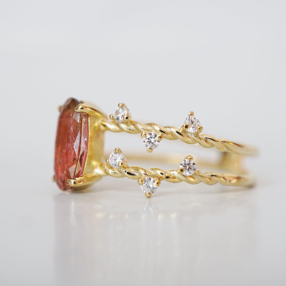 One Of A Kind: 14K Watermelon Tourmaline Candy Ring - Tippy Taste Jewelry