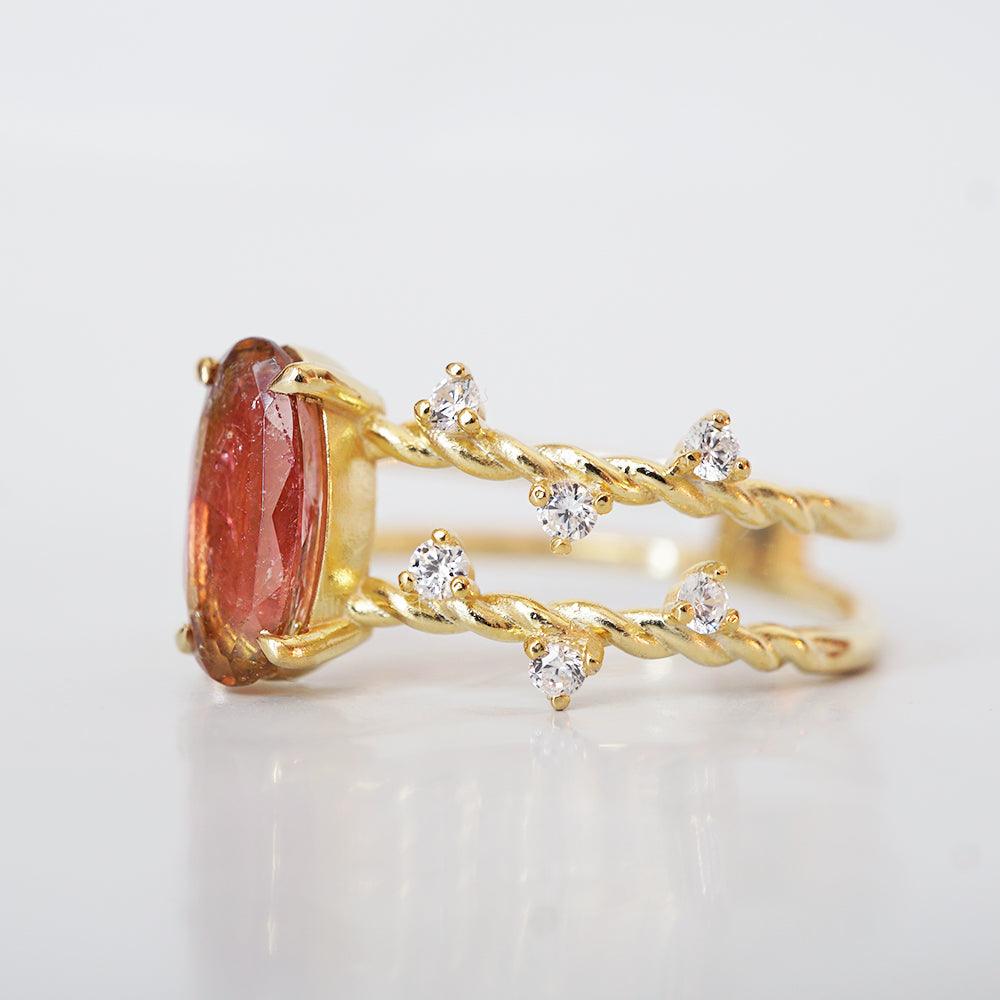 One Of A Kind: 14K Watermelon Tourmaline Candy Ring - Tippy Taste Jewelry