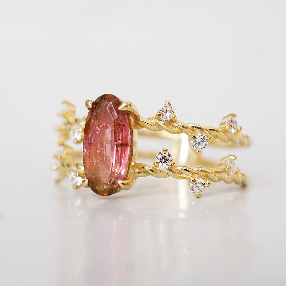 One Of A Kind: 14K Watermelon Tourmaline Candy Ring - Tippy Taste Jewelry