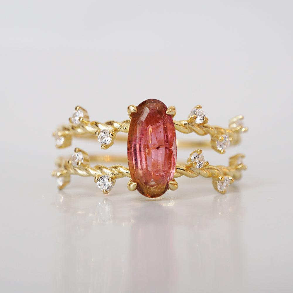 One Of A Kind: 14K Watermelon Tourmaline Candy Ring - Tippy Taste Jewelry