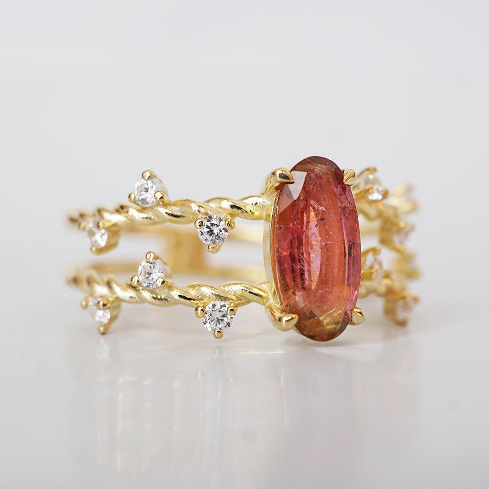 One Of A Kind: 14K Watermelon Tourmaline Candy Ring - Tippy Taste Jewelry