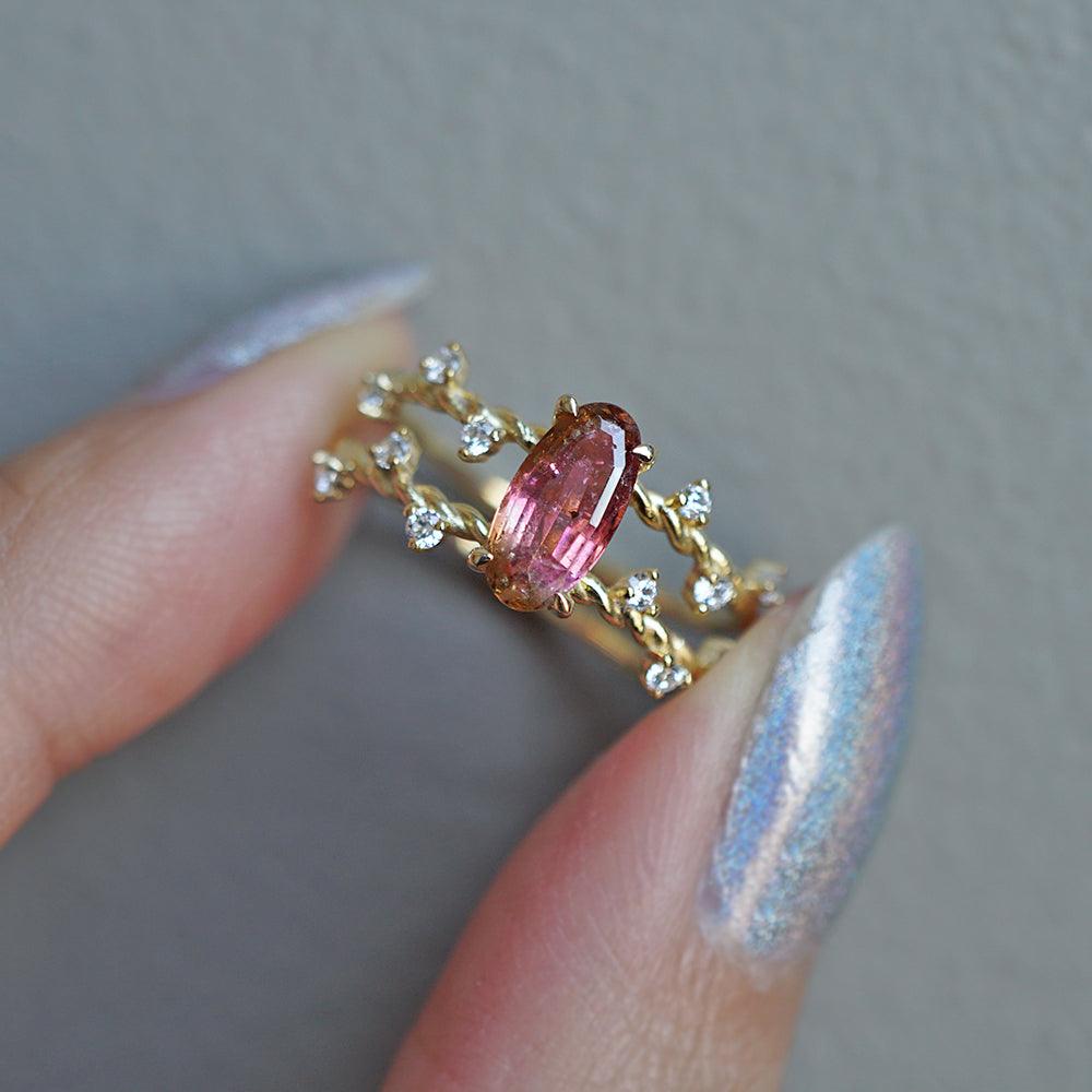 One Of A Kind: 14K Watermelon Tourmaline Candy Ring - Tippy Taste Jewelry