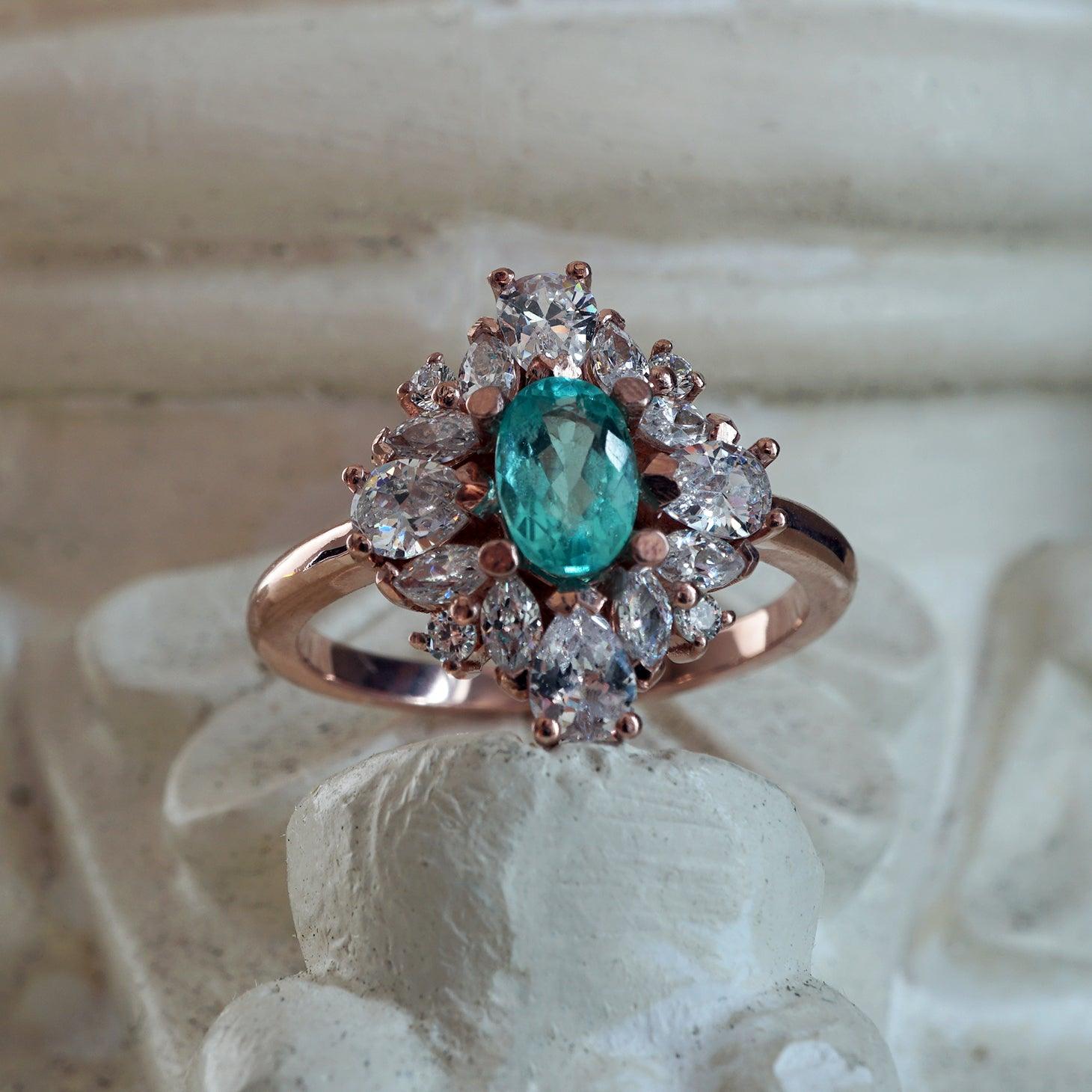 One Of A Kind: Duchess Paraiba Tourmaline Diamond Ring - Tippy Taste Jewelry