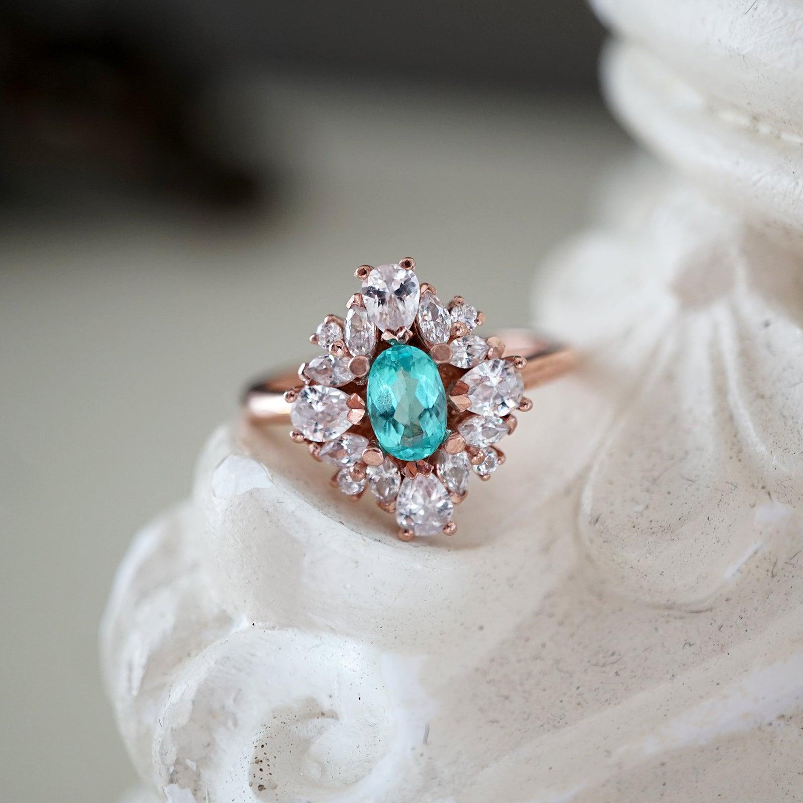 One Of A Kind: Duchess Paraiba Tourmaline Diamond Ring - Tippy Taste Jewelry