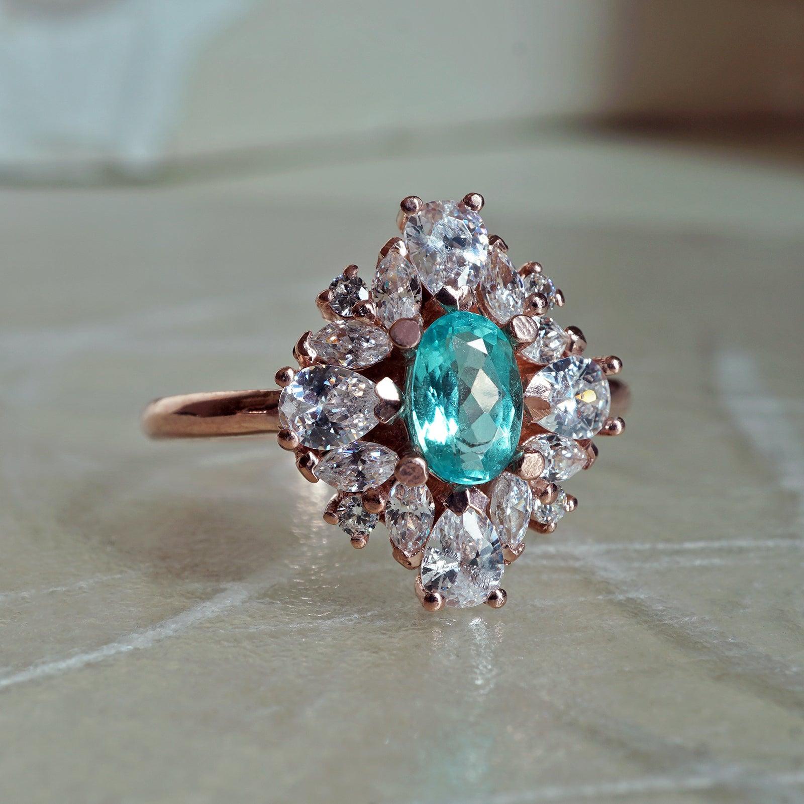 One Of A Kind: Duchess Paraiba Tourmaline Diamond Ring - Tippy Taste Jewelry